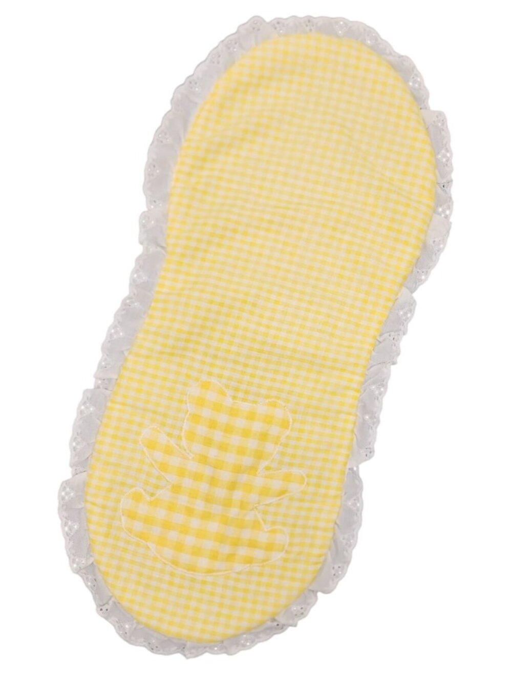 Vintage Baby Handmade Yellow White Gingham Lace Trim Teddy Bear Burp Cloth Rag